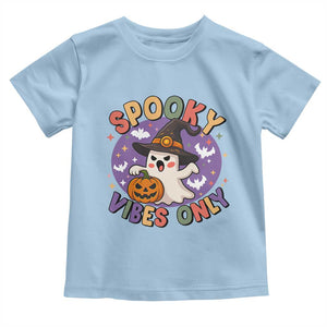 Cute Halloween Ghost Toddler T Shirt Spooky Vibes Only With Pumpkin TS12 Light Blue Print Your Wear