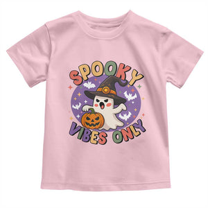Cute Halloween Ghost Toddler T Shirt Spooky Vibes Only With Pumpkin TS12 Light Pink Print Your Wear