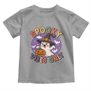 Cute Halloween Ghost Toddler T Shirt Spooky Vibes Only With Pumpkin TS12 Sport Gray Print Your Wear