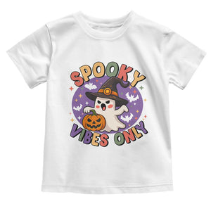 Cute Halloween Ghost Toddler T Shirt Spooky Vibes Only With Pumpkin TS12 White Print Your Wear
