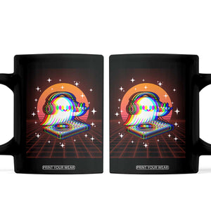Halloween Ghost Coffee Mug Funny Trippy Vaporwave DJ Music Party TS12 Black Print Your Wear