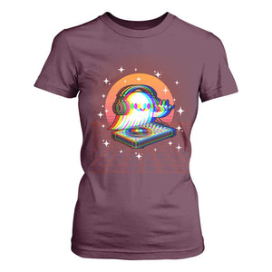 Halloween Ghost T Shirt For Women Funny Trippy Vaporwave DJ Music Party TS12 Maroon Print Your Wear