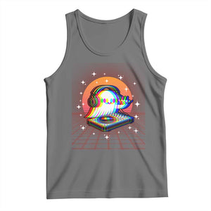 Halloween Ghost Tank Top Funny Trippy Vaporwave DJ Music Party TS12 Black Heather Print Your Wear