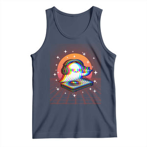 Halloween Ghost Tank Top Funny Trippy Vaporwave DJ Music Party TS12 Navy Print Your Wear