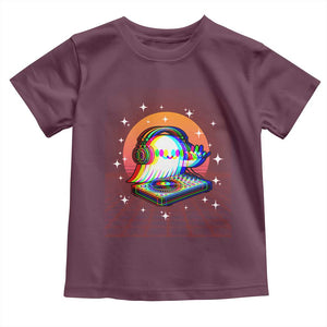 Halloween Ghost Toddler T Shirt Funny Trippy Vaporwave DJ Music Party TS12 Maroon Print Your Wear