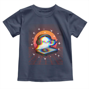 Halloween Ghost Toddler T Shirt Funny Trippy Vaporwave DJ Music Party TS12 Navy Print Your Wear