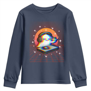Halloween Ghost Youth Sweatshirt Funny Trippy Vaporwave DJ Music Party TS12 Navy Print Your Wear