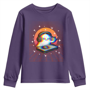 Halloween Ghost Youth Sweatshirt Funny Trippy Vaporwave DJ Music Party TS12 Purple Print Your Wear