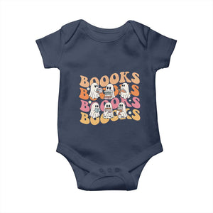 Bookish Ghost Halloween Baby Onesie Funny Book Lover And Spooky Squad TS12 Navy Print Your Wear