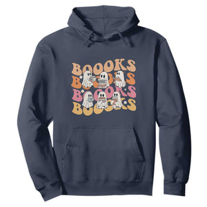 Bookish Ghost Halloween Hoodie Funny Book Lover And Spooky Squad TS12 Navy Print Your Wear