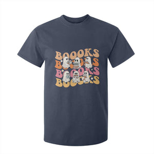 Bookish Ghost Halloween T Shirt For Kid Funny Book Lover And Spooky Squad TS12 Navy Print Your Wear