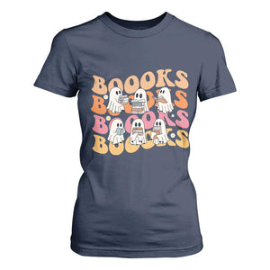 Bookish Ghost Halloween T Shirt For Women Funny Book Lover And Spooky Squad TS12 Navy Print Your Wear