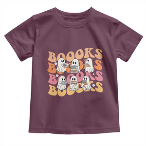 Bookish Ghost Halloween Toddler T Shirt Funny Book Lover And Spooky Squad TS12 Maroon Print Your Wear