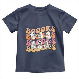 Bookish Ghost Halloween Toddler T Shirt Funny Book Lover And Spooky Squad TS12 Navy Print Your Wear