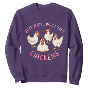 Chicken Lover Gift Sweatshirt Just A Girl Who Loves Chickens TS12 Purple Print Your Wear