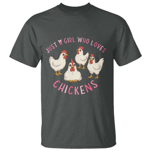 Chicken Lover Gift T Shirt Just A Girl Who Loves Chickens TS12 Dark Heather Print Your Wear