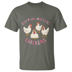Chicken Lover Gift T Shirt Just A Girl Who Loves Chickens TS12 Military Green Print Your Wear