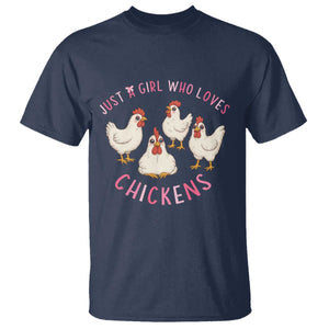Chicken Lover Gift T Shirt Just A Girl Who Loves Chickens TS12 Navy Print Your Wear