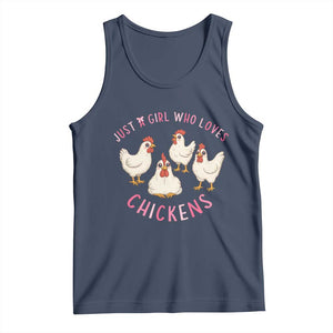 Chicken Lover Gift Tank Top Just A Girl Who Loves Chickens TS12 Navy Print Your Wear