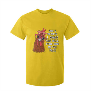 Funny Chicken Lover Gift T Shirt For Kid She Is Beauty And Grace She Will Peck You In The Face TS12 Daisy Print Your Wear