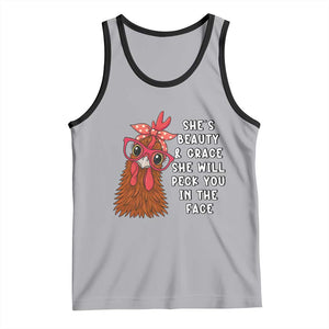 Funny Chicken Lover Gift Tank Top She Is Beauty And Grace She Will Peck You In The Face TS12 Athletic Heather Black Print Your Wear