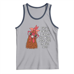 Funny Chicken Lover Gift Tank Top She Is Beauty And Grace She Will Peck You In The Face TS12 Athletic Heather Navy Print Your Wear