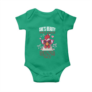 She Will Peck You In The Face Baby Onesie Funny Chicken Lover TS12 Irish Green Print Your Wear
