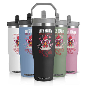 She Will Peck You In The Face Flip Straw Tumbler Funny Chicken Lover TS12 Print Your Wear
