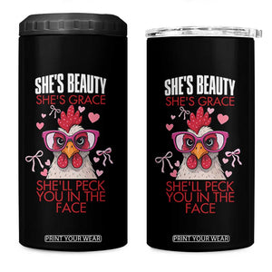 She Will Peck You In The Face 4 in 1 Can Cooler Tumbler Funny Chicken Lover TS12 One Size: 16 oz Black Print Your Wear