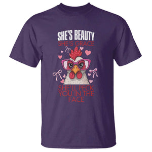 She Will Peck You In The Face T Shirt Funny Chicken Lover TS12 Purple Print Your Wear