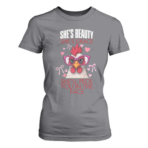 She Will Peck You In The Face T Shirt For Women Funny Chicken Lover TS12 Charcoal Print Your Wear