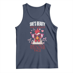 She Will Peck You In The Face Tank Top Funny Chicken Lover TS12 Navy Print Your Wear