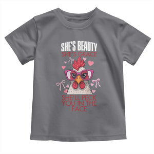 She Will Peck You In The Face Toddler T Shirt Funny Chicken Lover TS12 Charcoal Print Your Wear
