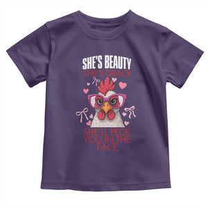She Will Peck You In The Face Toddler T Shirt Funny Chicken Lover TS12 Purple Print Your Wear