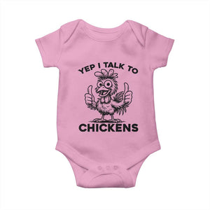Funny Farm Animal Gift Baby Onesie Yep I Talk To Chickens TS12 Light Pink Print Your Wear