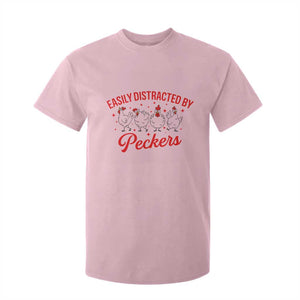 Funny Chicken Lover Gift T Shirt For Kid Easily Distracted By Peckers TS12 Light Pink Print Your Wear