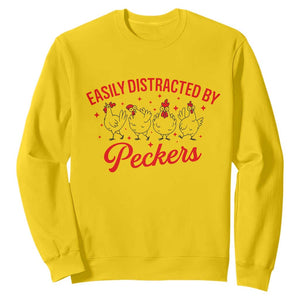 Funny Chicken Lover Gift Sweatshirt Easily Distracted By Peckers TS12 Daisy Print Your Wear