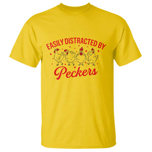 Funny Chicken Lover Gift T Shirt Easily Distracted By Peckers TS12 Daisy Print Your Wear
