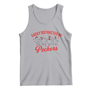 Funny Chicken Lover Gift Tank Top Easily Distracted By Peckers TS12 Athletic Heather Print Your Wear