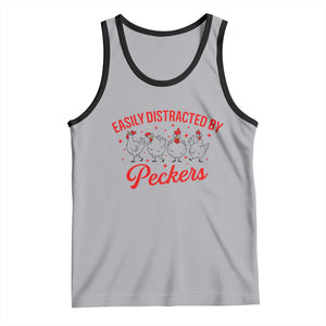 Funny Chicken Lover Gift Tank Top Easily Distracted By Peckers TS12 Athletic Heather Black Print Your Wear