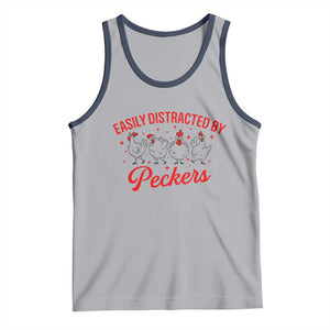 Funny Chicken Lover Gift Tank Top Easily Distracted By Peckers TS12 Athletic Heather Navy Print Your Wear