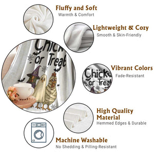 Funny Halloween Chicken Throw Blanket Chick Or Treat Spooky Gift TS12 Print Your Wear