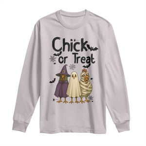 Funny Halloween Chicken Long Sleeve Shirt Chick Or Treat Spooky Gift TS12 Ice Gray Print Your Wear