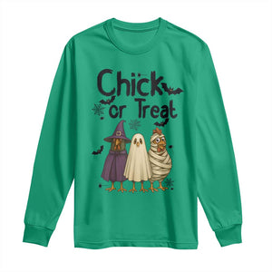 Funny Halloween Chicken Long Sleeve Shirt Chick Or Treat Spooky Gift TS12 Irish Green Print Your Wear