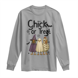 Funny Halloween Chicken Long Sleeve Shirt Chick Or Treat Spooky Gift TS12 Sport Gray Print Your Wear