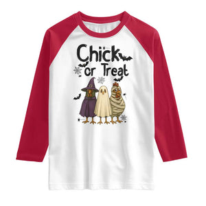 Funny Halloween Chicken Raglan Shirt Chick Or Treat Spooky Gift TS12 White Red Print Your Wear