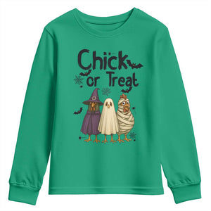 Funny Halloween Chicken Youth Sweatshirt Chick Or Treat Spooky Gift TS12 Irish Green Print Your Wear
