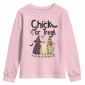 Funny Halloween Chicken Youth Sweatshirt Chick Or Treat Spooky Gift TS12 Light Pink Print Your Wear