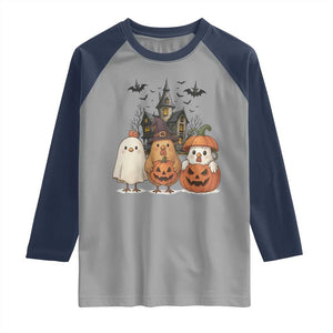 Halloween Chicken Cosplay Raglan Shirt Funny Farm Life Gift TS12 Sport Gray Navy Print Your Wear