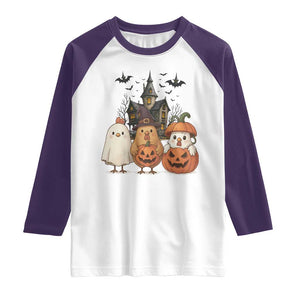 Halloween Chicken Cosplay Raglan Shirt Funny Farm Life Gift TS12 White Purple Print Your Wear